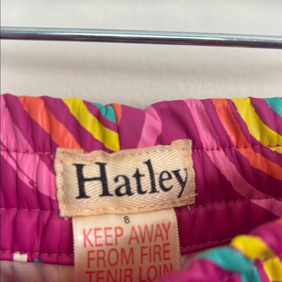 Hatley Pink Rainbow Joggers Kids Sz 8 Rain Pant Pocket Elastic Drawstring Waist - Picture 2 of 8